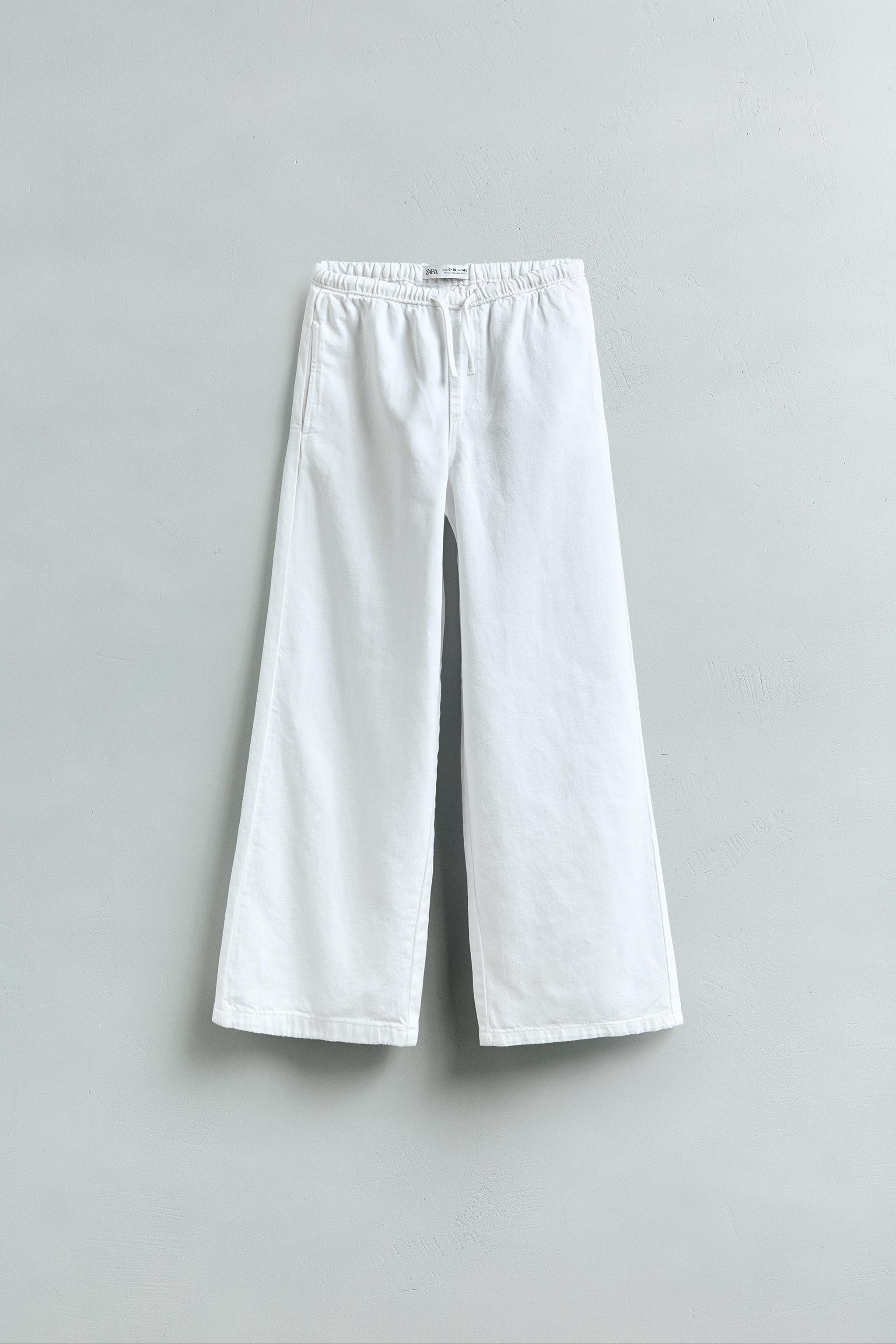 WIDE-LEG DRAWSTRING JEANS - White | ZARA South Africa