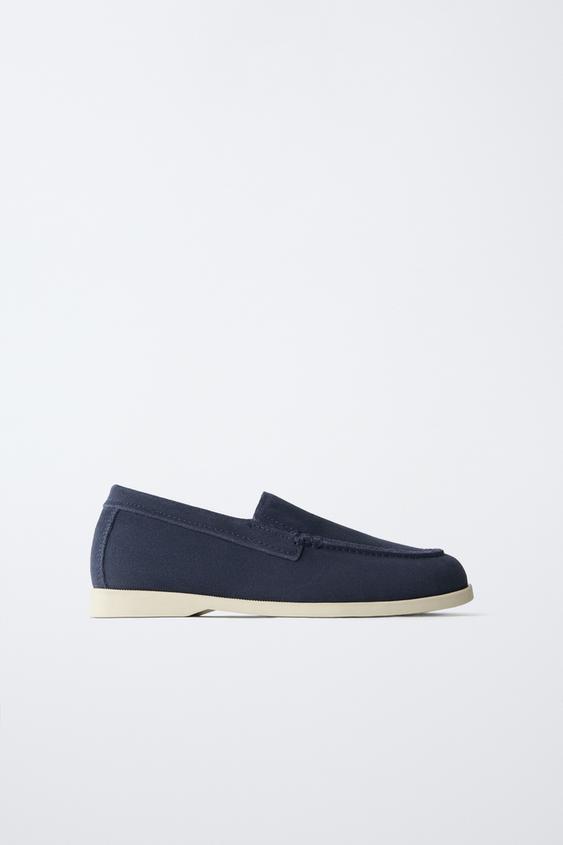 LEATHER DECK SHOES - Navy Blue by Zara - Image 0