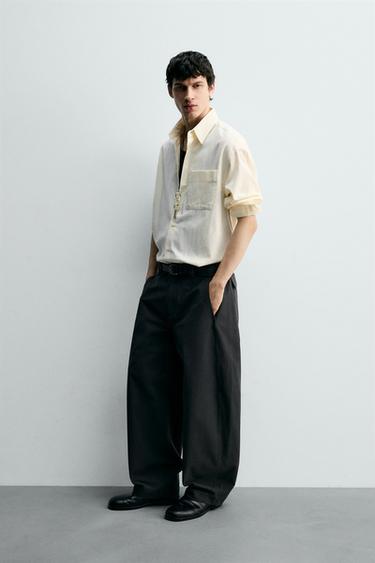 CHEMISE À RAYURES TEXTURÉE - Écru de Zara - Image 3