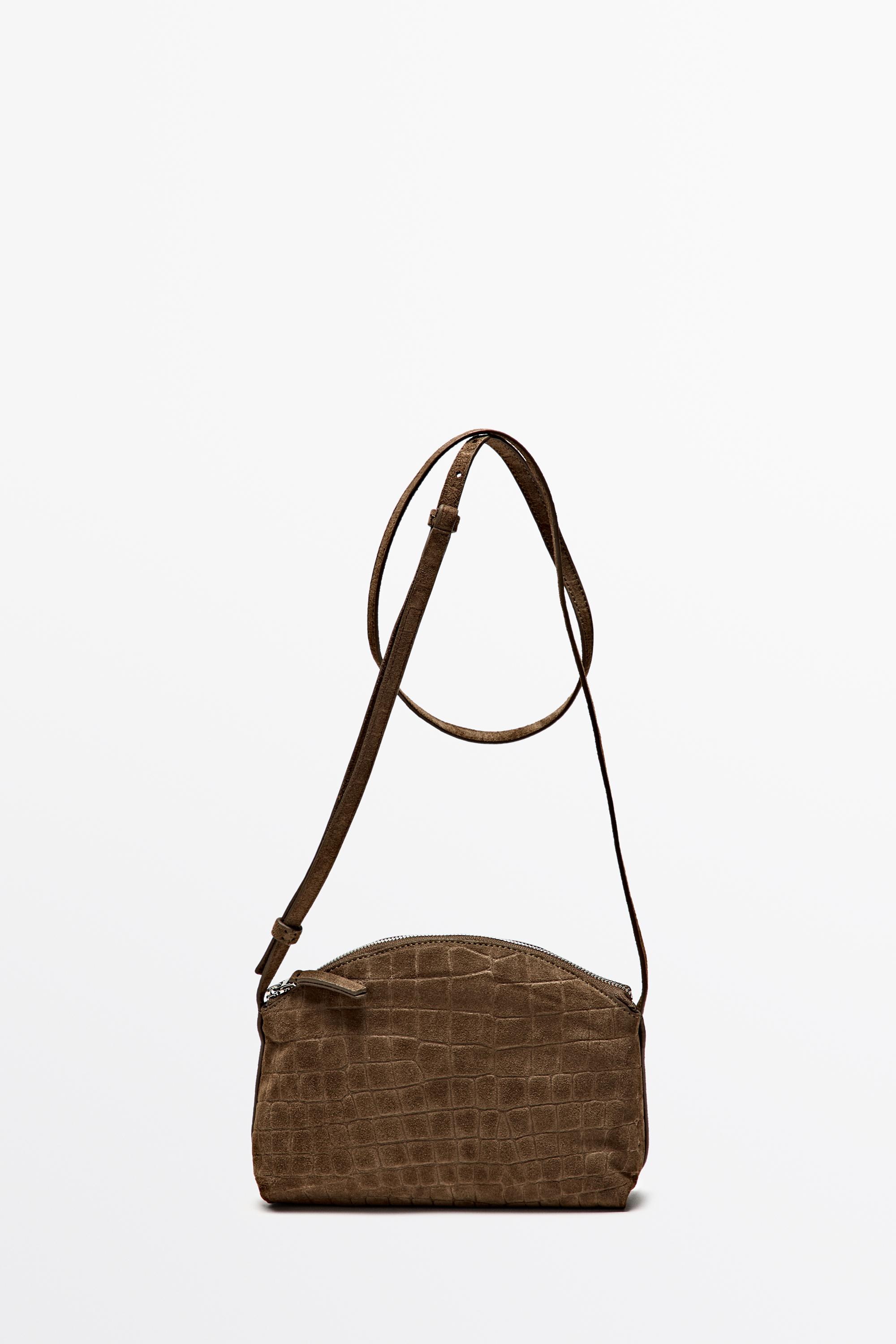 Split suede leather crossbody bag