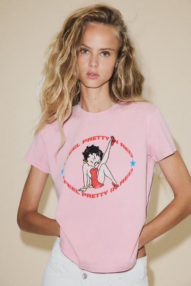 MAGLIETTA BETTY BOOP® EFFETTO SLAVATO - Rosa di Zara
