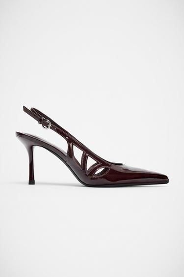 OPEN HIGH-HEEL SLINGBACK SHOES - Burgundy Red by Zara