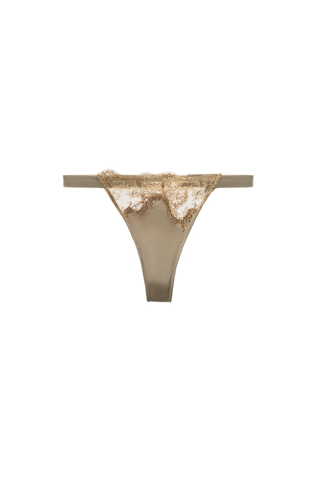 EMBROIDERED SATIN EFFECT THONG - image 3