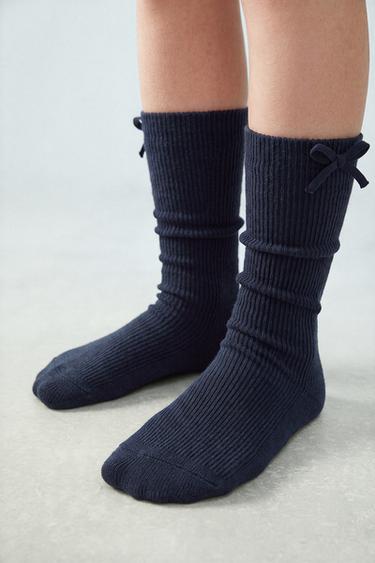 2-PACK OF HIGH BOW SOCKS - Navys / Ecrus by Zara