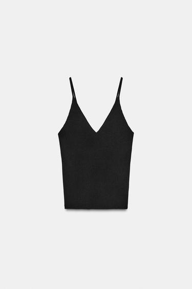 KNIT TOP WITH THIN STRAPS - Black by Zara