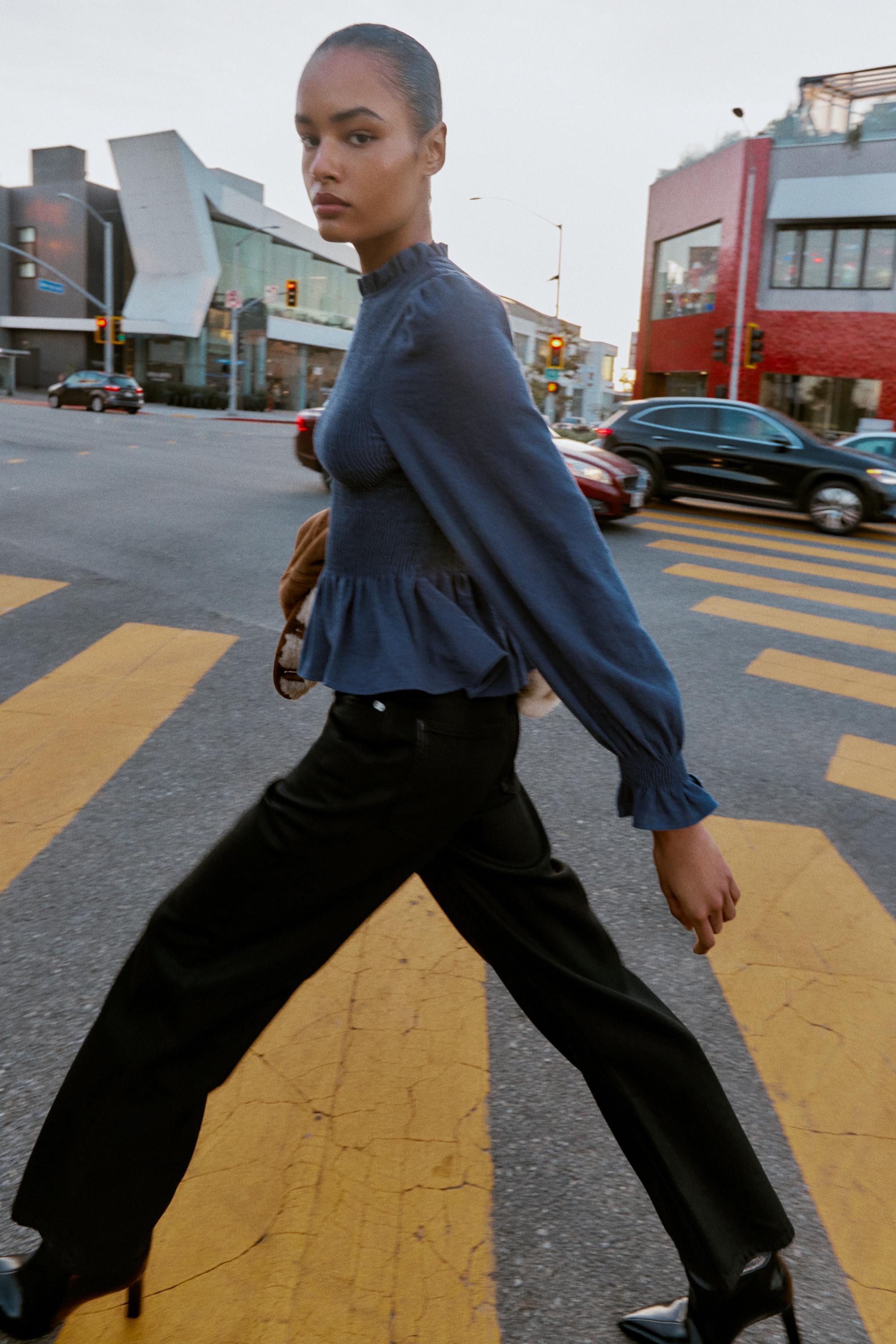 SMOCKED SHIRT - Blue | ZARA United Kingdom