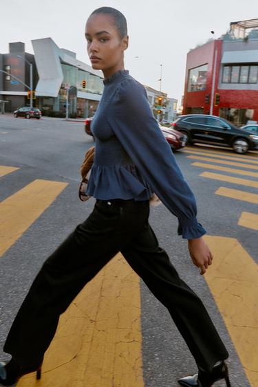 SMOCKED SHIRT - Blue by Zara - Image 2