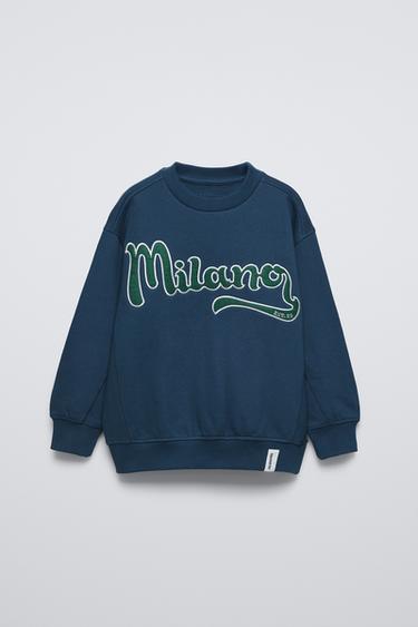 MOLETOM COM MENSAGEM MILANO - Azul-tinta da Zara - Imagem 0