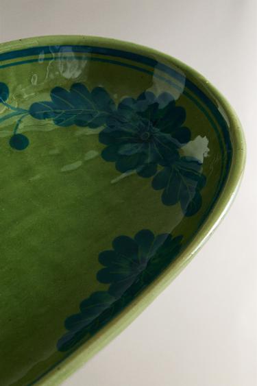 PLAT GRÈS OVALE FLEURS - Bleu / Vert de Zara - Image 3