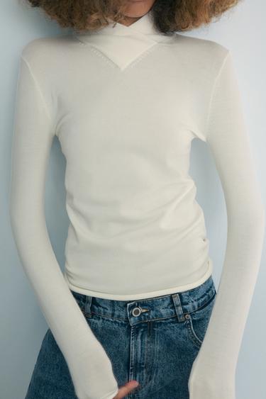 СВЕТР ЗІ ЗМІШАНОЇ ВОВНЯНОЇ ТКАНИНИ З ВИСОКИМ ПЕРЕХРЕСНИМ КОМІРОМ - Сіровато-бежевий колір Zara