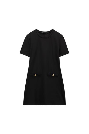 BUTTONED OTTOMAN KNIT DRESS