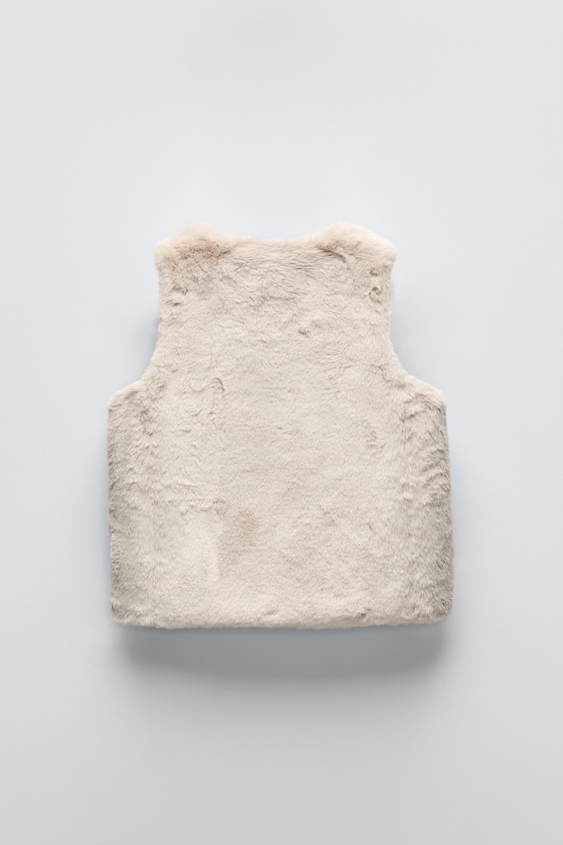 FAUX FUR VEST stone ZARA United States