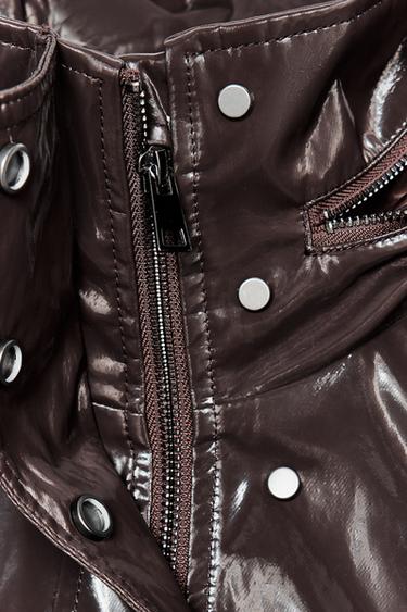 SHINY HOODED PARKA ZW COLLECTION - Brown by Zara