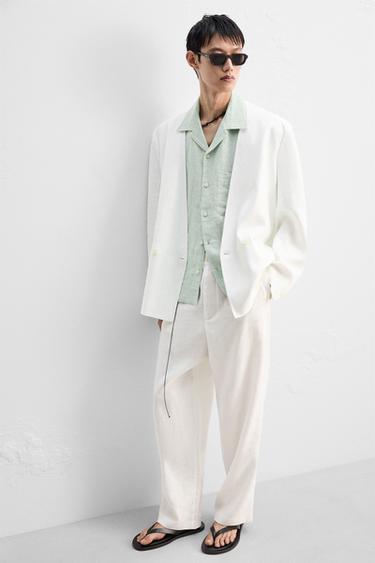 100% LINEN SUIT TROUSERS - White by Zara