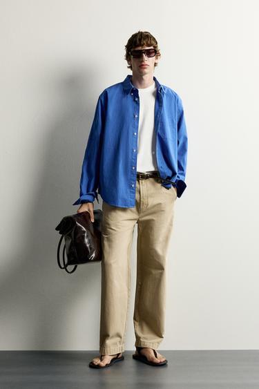 WASHED RELAXED FIT CHINO TROUSERS - Beige by Zara
