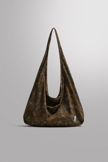 Zara NYLON SHOPPER BAG - Brown
