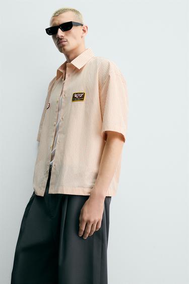 BOXY FIT STRIPED SHIRT - white-orange by Zara - Image 6