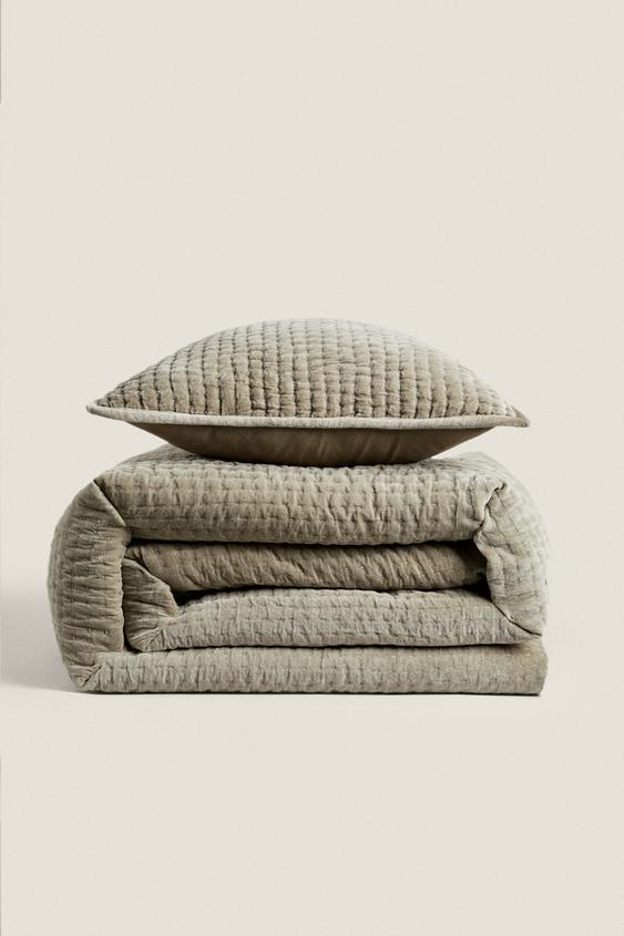 VELVET QUILT Sage Green ZARA United Kingdom