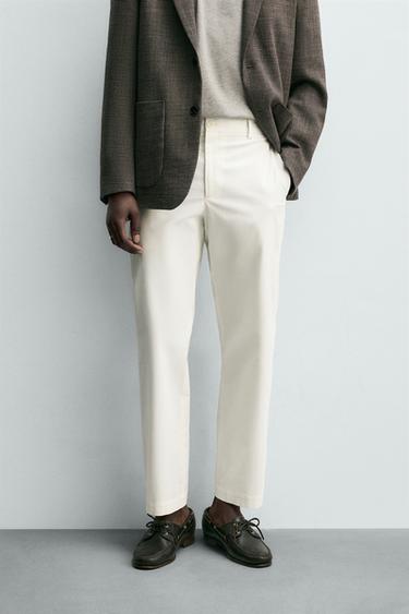 REGULAR FIT CHINO TROUSERS - Oyster-white by Zara