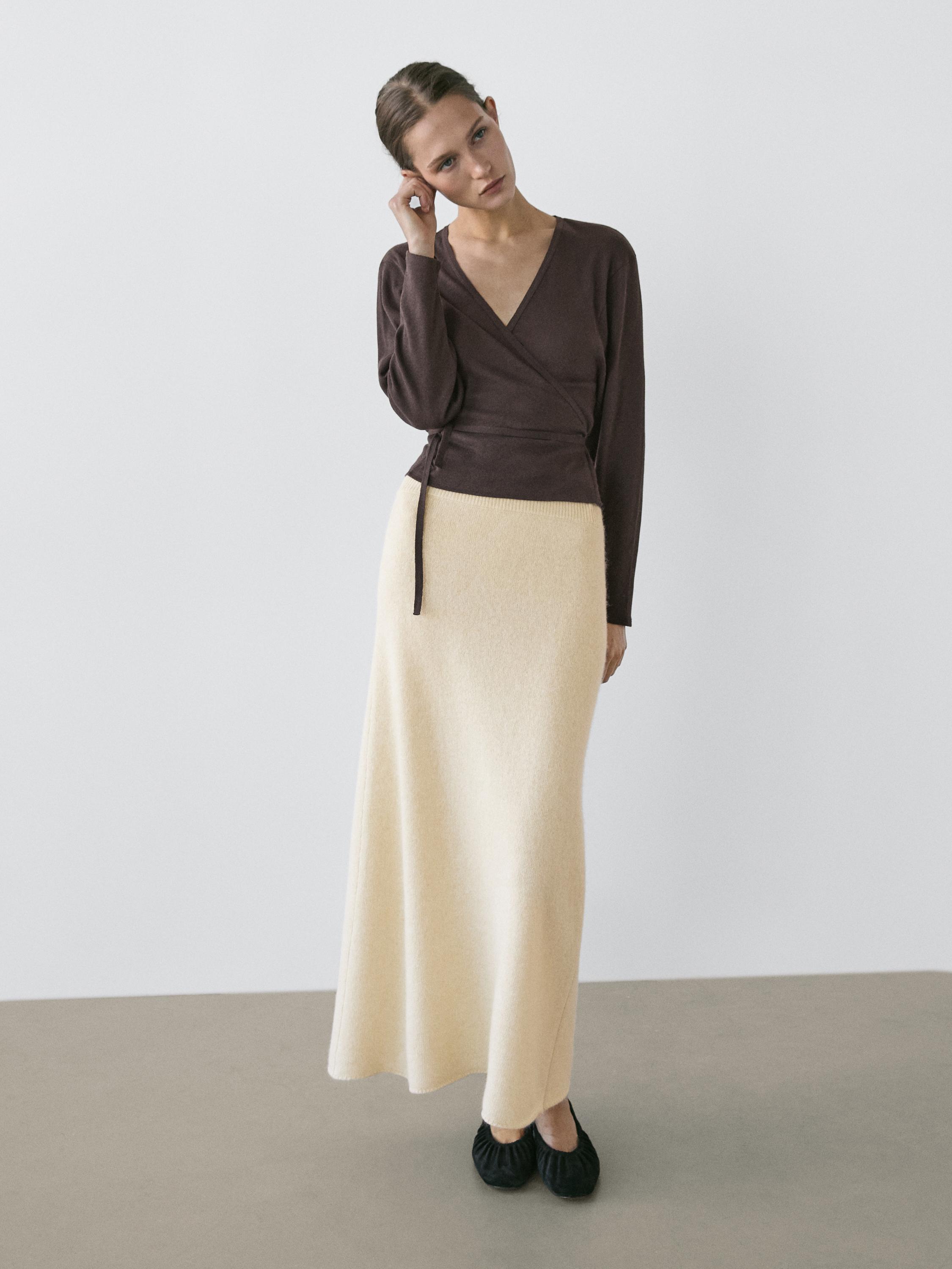 Knit alpaca and wool midi skirt