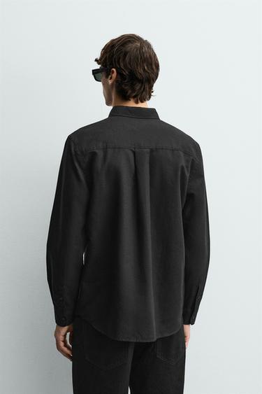 REGULAR FIT LINEN - COTTON SHIRT - Black by Zara - Image 2