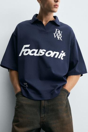 POLO IMPRIMÉ FOOTBALL RÉTRO - Bleu marine de Zara - Image 4