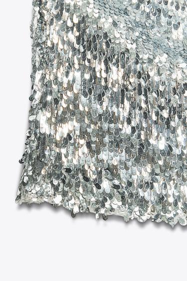TOP HALTER À PAILLETTES - Argent de Zara - Image 8
