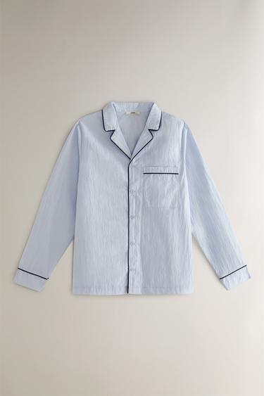 BLACK SHIRT WITH PIPING - Light blue by Zara - Image 0