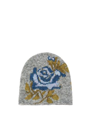 FLORAL KNIT BEANIE
