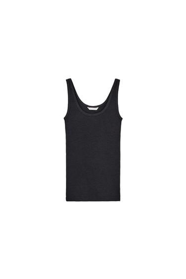 RUSTIC RIBBED TOP - Charcoal by Zara