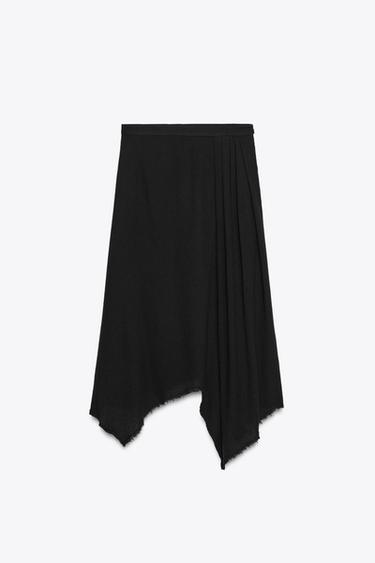 ZW COLLECTION ASYMMETRIC MIDI SKIRT - Black by Zara - Image 0