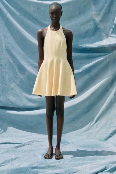 Zara HALTER SHORT DRESS - Yellow - Image 0