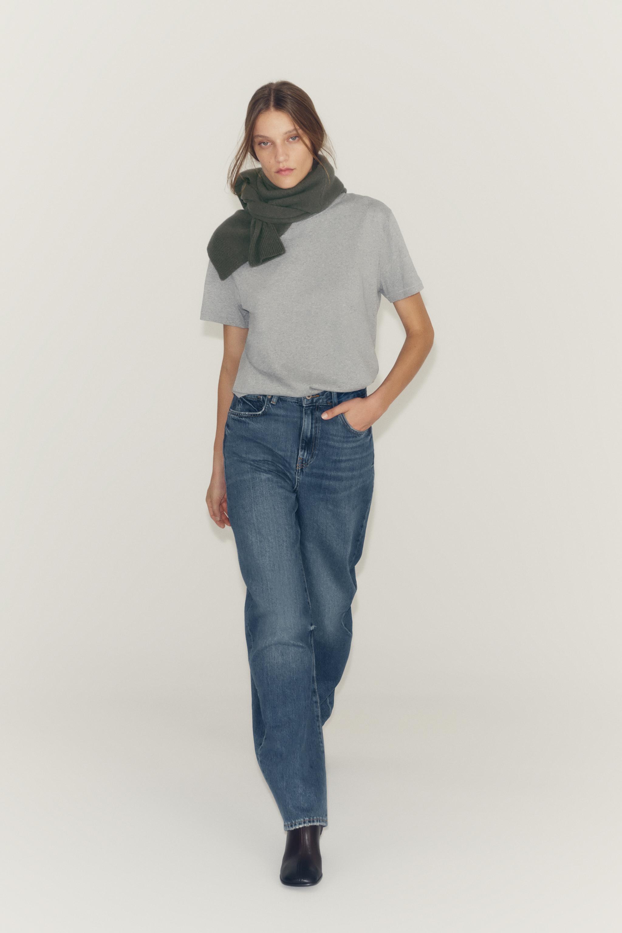Женские джинсы Zara ZW COLLECTION MID-RISE CURVED STRAIGHT JEANS — фото 4