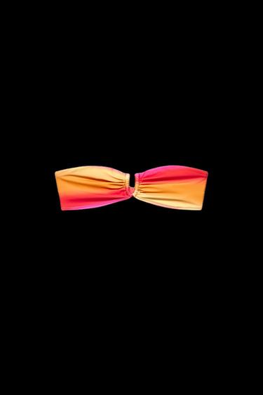 HAUT DE BIKINI BANDEAU À RAYURES - Rose de Zara