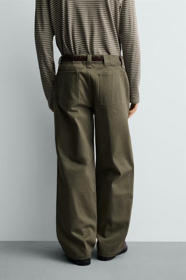 RELAXED FIT CHINO TROUSERS WITH SIDE TABS - Khaki by Zara - Image 2