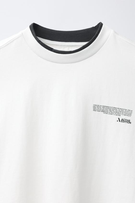 T-SHIRT SPORT À DOUBLES MANCHES - Blanc de Zara - Image 2