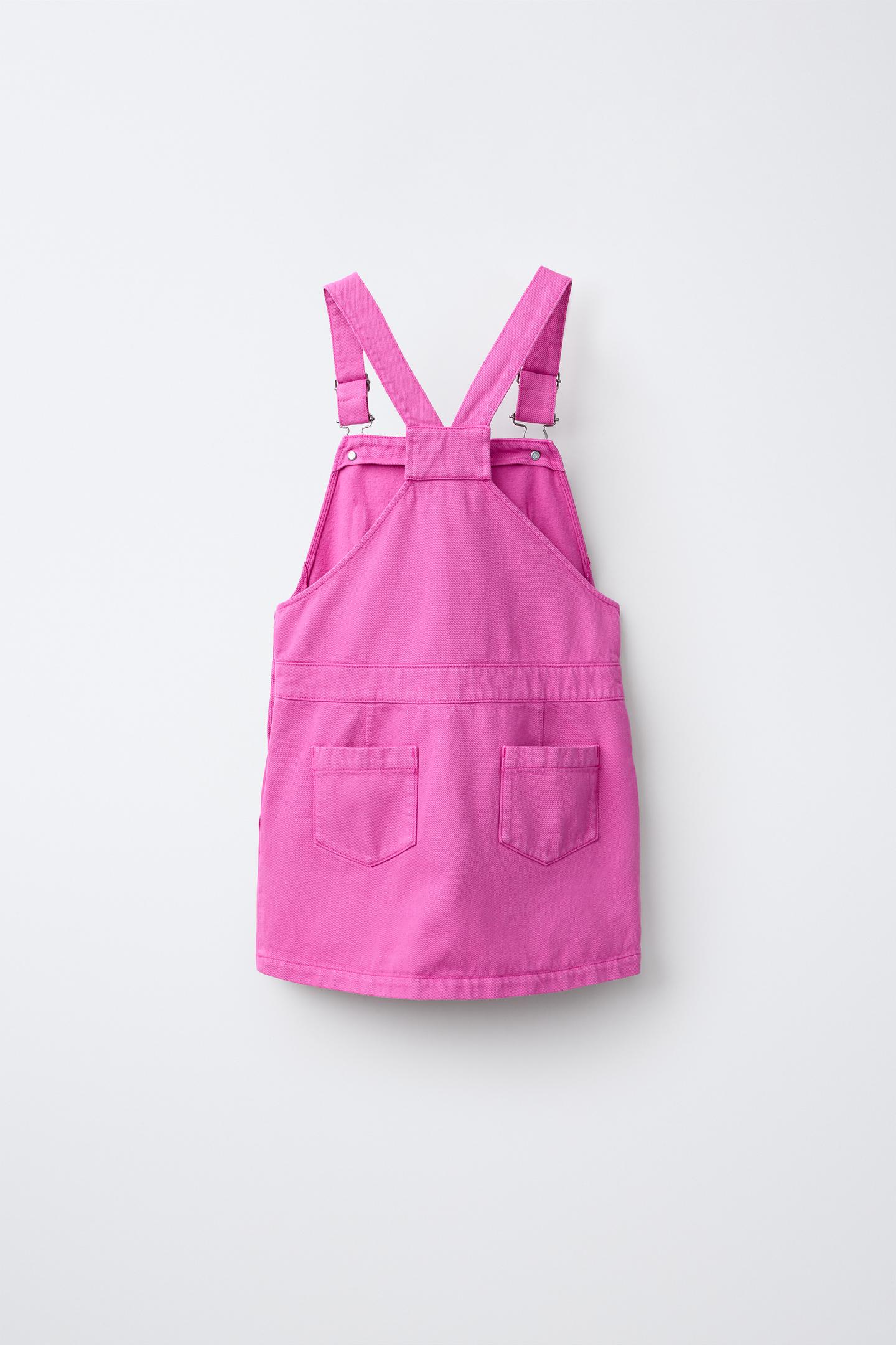 Детские платья Zara Twill Pocket Pinafore, цвет: Фуксия — фото 2