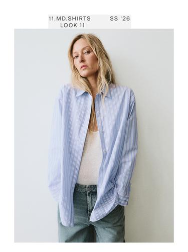 Camisa rayas 100% algodón - Azul de Zara