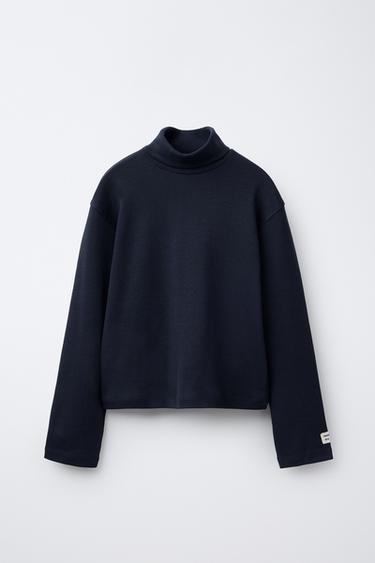 CAMISETA CUELLO VUELTO - Marino de Zara