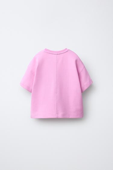 PLAIN INTERLOCK T-SHIRT - Pink / Lilac by Zara