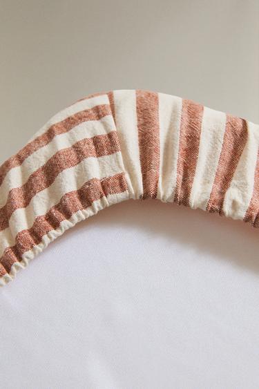 STRIPED LINEN AND COTTON BABY CHANGING MAT COVER - Brick by Zara - Image 2