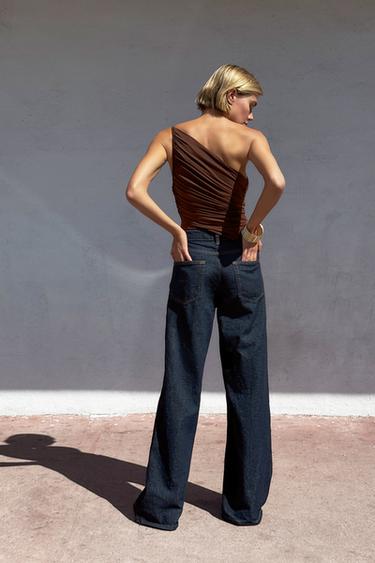 ASYMMETRIC DRAPED TOP - Brown by Zara - Image 2