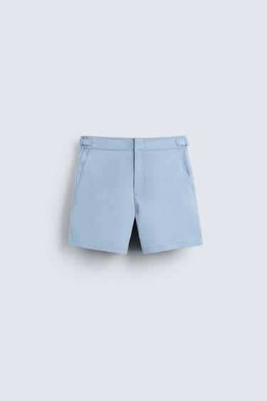Zara STRUCTURED MID-LENGTH SWIMSUIT - Sky blue