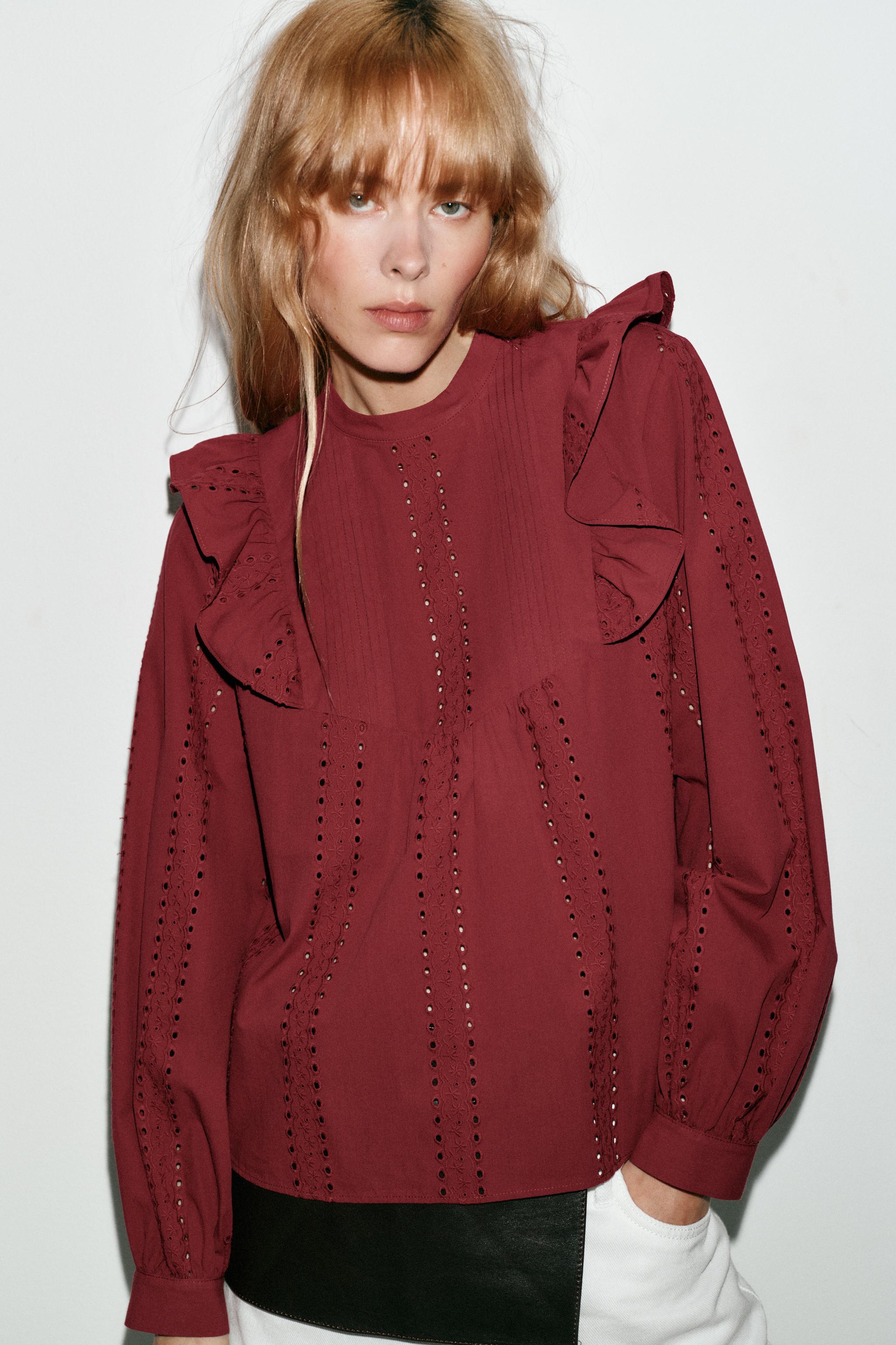 ROMANTIC PERFORATED EMBROIDERED BLOUSE