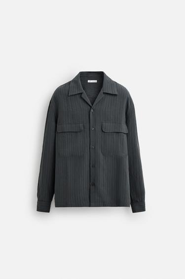 CHEMISE FLUIDE À RAYURES - Gris anthracite de Zara - Image 7