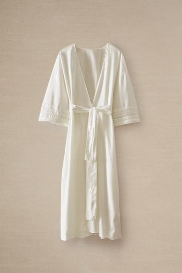 ROBE DE CHAMBRE DENTELLE - Écru de Zara - Image 5