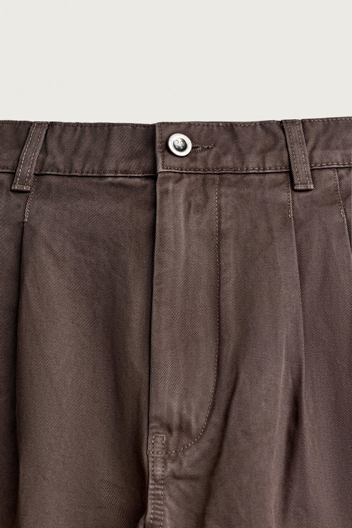 Мужские брюки Zara Washed Relaxed-Fit Pleated — фото 9