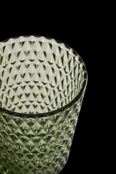 RAISED DESIGN GLASS TUMBLER - Green by Zara