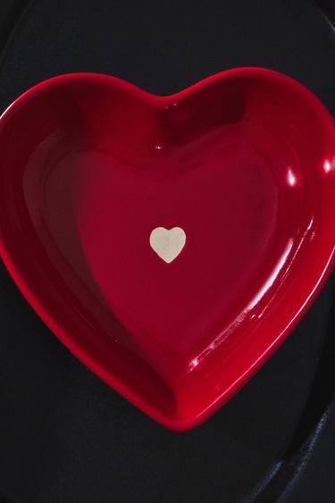 CHRISTMAS CERAMIC HEART BOWL — Red 1