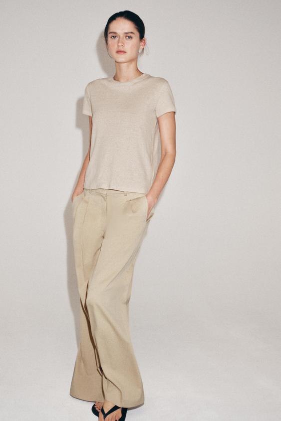 SHORT SLEEVE LINEN BLEND T-SHIRT from Zara - $29.90